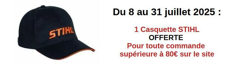 Casquette Stihl offerte pour toute commande à partir de 80€ 